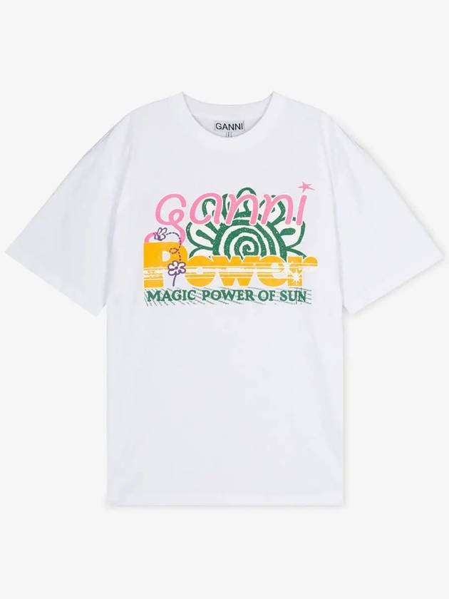 Relaxed Power of Sun Cotton Short Sleeve T-Shirt White B0481010388 - GANNI - BALAAN 3