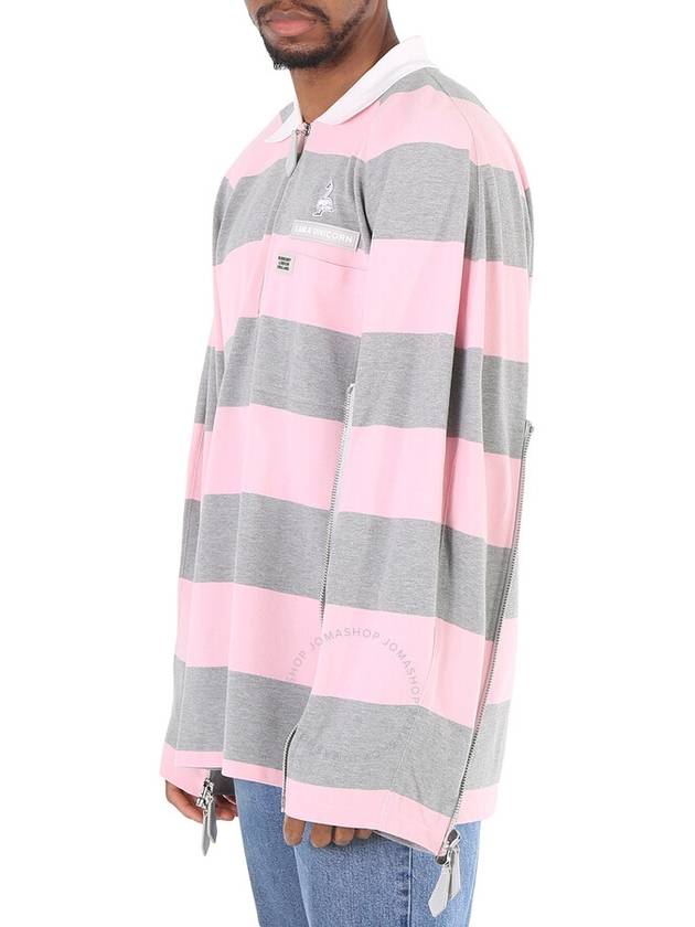 Men's Zip-up Striped PK Shirt Pink Gray - BURBERRY - BALAAN 3