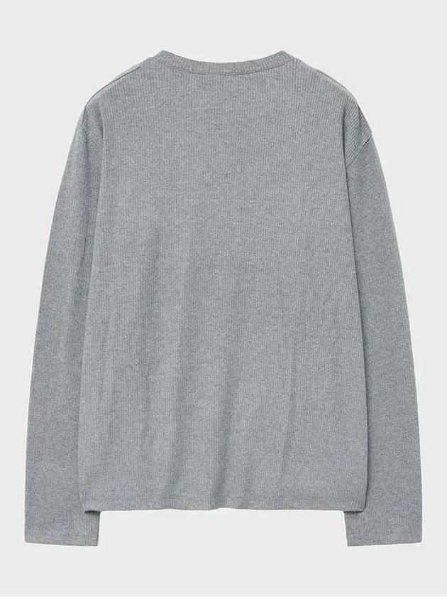 Ribbed henley neck long sleeve t shirt gray - NOIRER - BALAAN 4