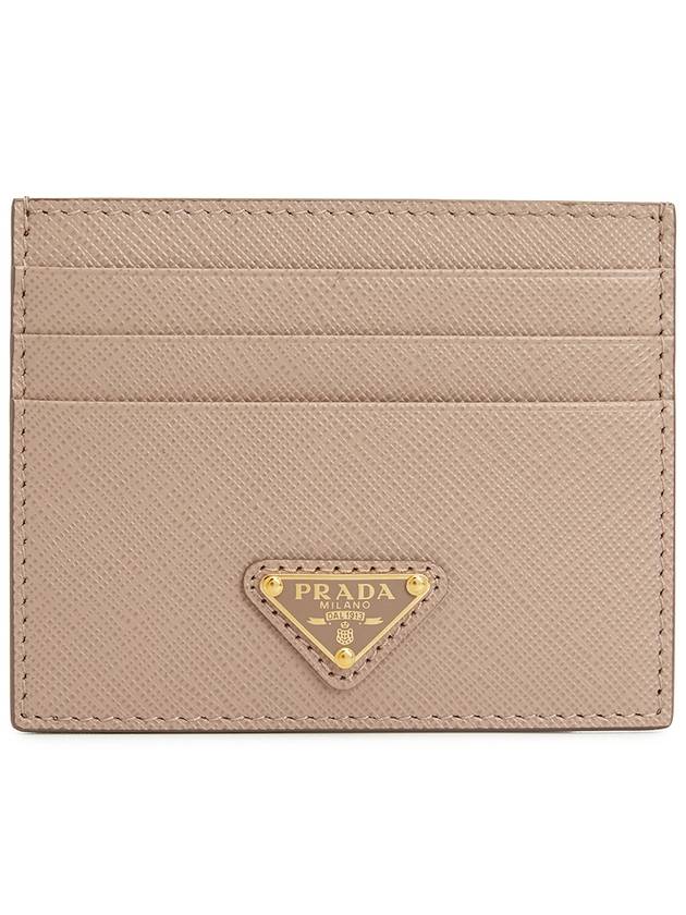 Saffiano Leather Triangle Logo Card Wallet Beige Pink - PRADA - BALAAN 2