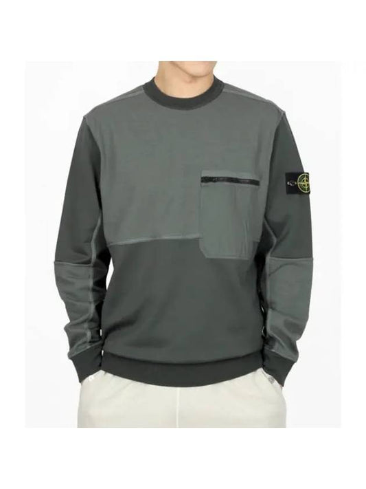 Compass Panel Zipper Pocket Cotton Sweatshirt Dark Green - STONE ISLAND - BALAAN 1