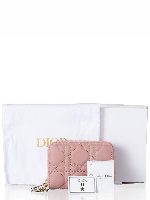 Lady Voyageur Cannage Lambskin Small Coin Wallet Melocoton Pink - DIOR - BALAAN 7