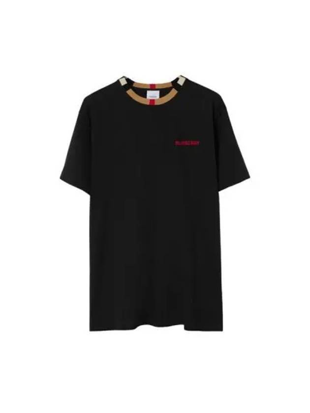 Icon Stripe Neck Short Sleeve T-Shirt Black - BURBERRY - BALAAN 2