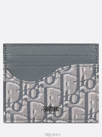 Saddle Card Holder Deep Gray Grain Calfskin Marquette - DIOR - BALAAN 1