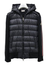 Logo Patch Padded Wool Hooded Jacket Black - MONCLER - BALAAN 3