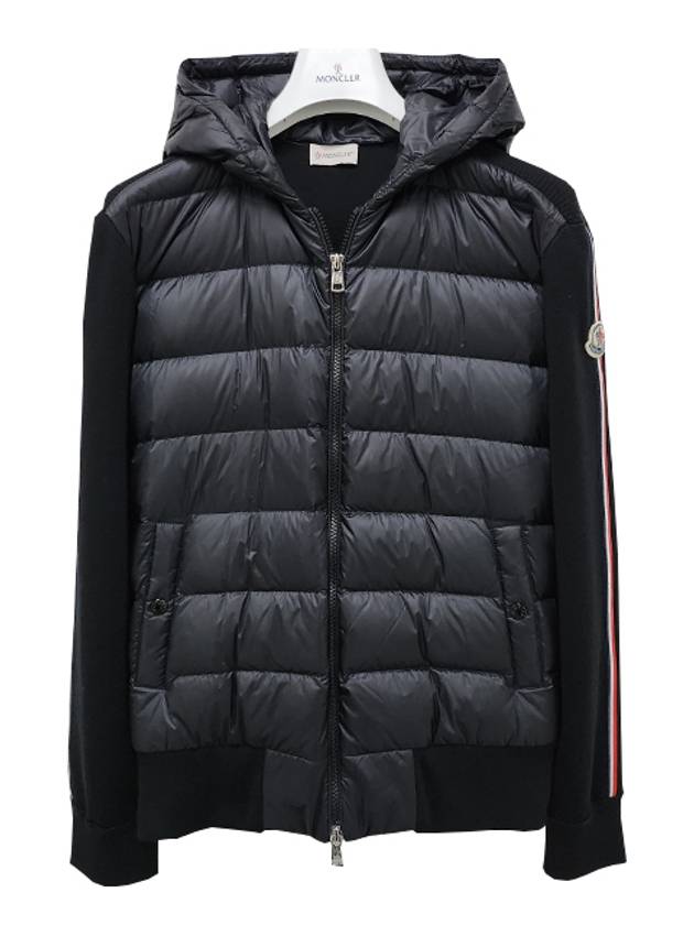 Logo Patch Padded Wool Hooded Jacket Black - MONCLER - BALAAN 3