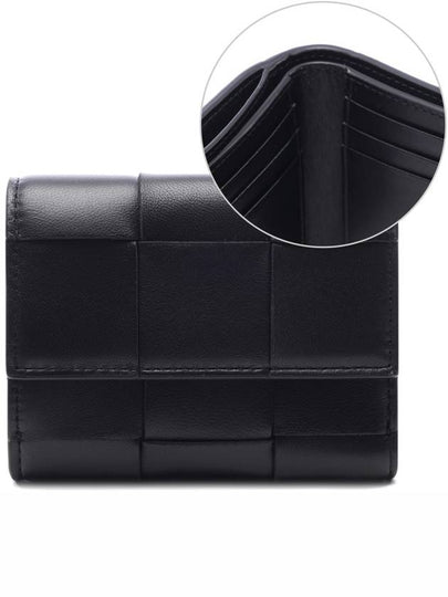 Cassette Tri-Fold Zipper Half Wallet Black - BOTTEGA VENETA - BALAAN 2