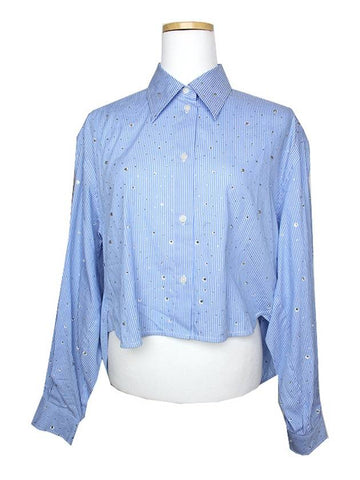 Blue Striped Strass Shirt 55 66 - SANDRO - BALAAN 1