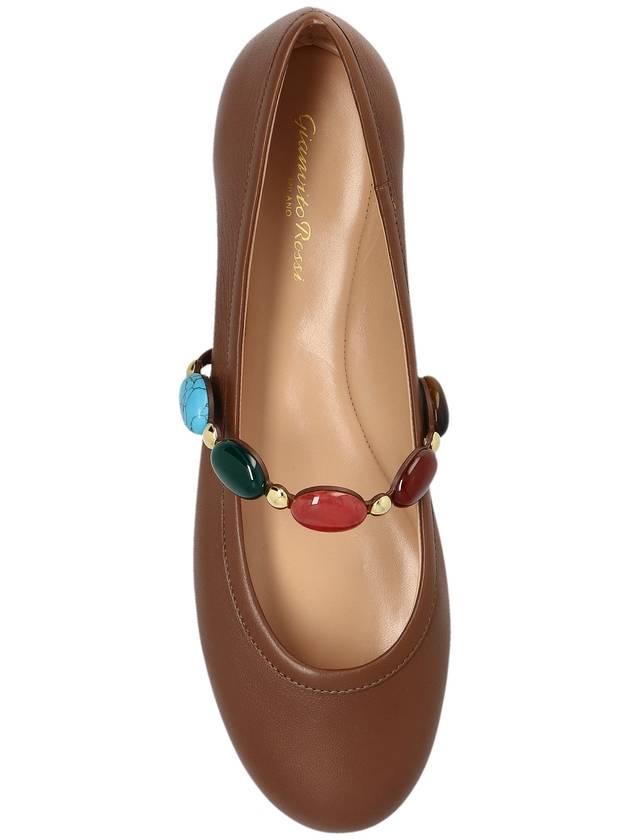 Gianvito Rossi Leather Ballet Flats Shanti Mary Jane, Women's, Brown - GIANVITO ROSSI - BALAAN 6