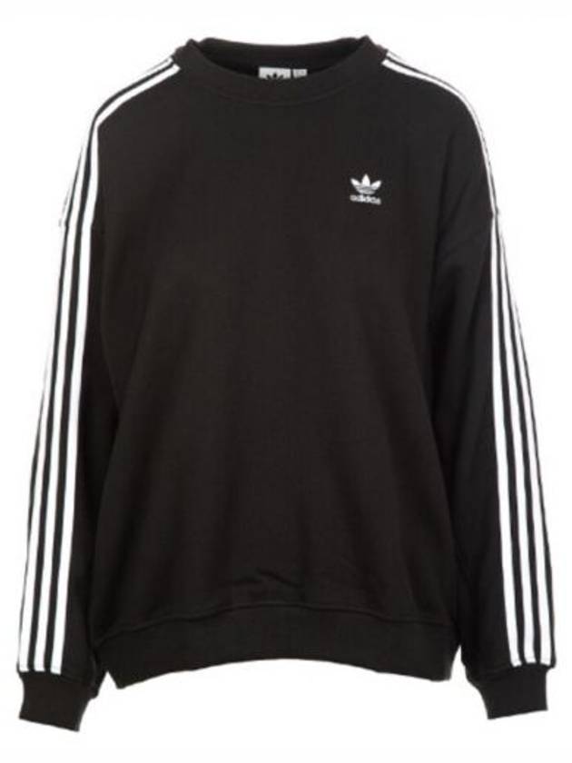 3 Stripes Crewneck Logo Print Sweatshirt Black - ADIDAS - BALAAN 2