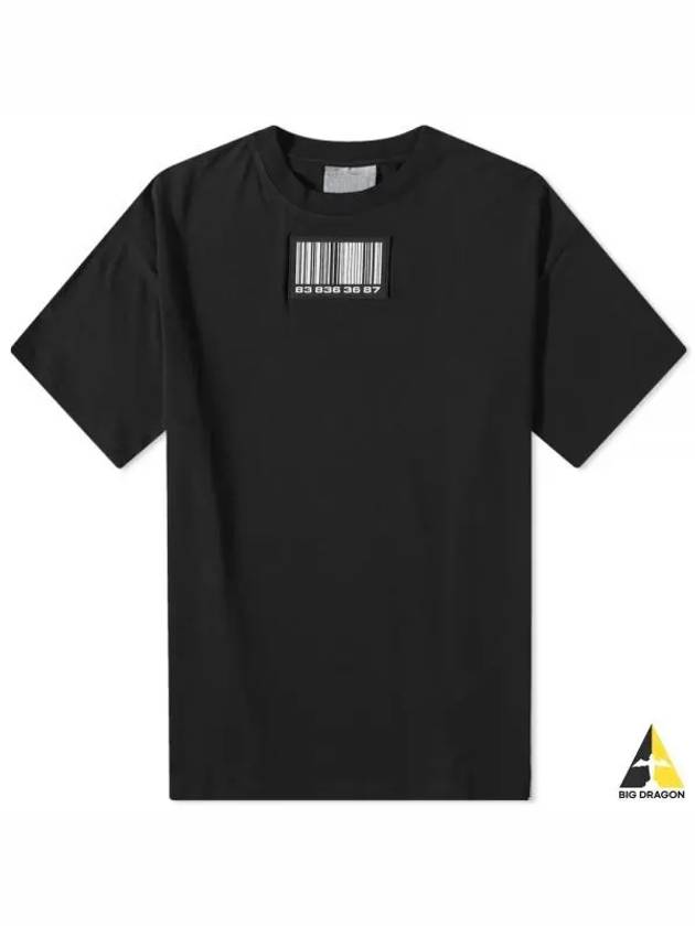 Rubber Barcode Patch Short Sleeve T-Shirt Black - VETEMENTS - BALAAN 2