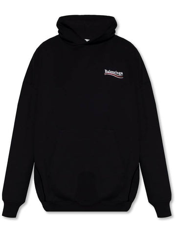 Women's Political Wave Logo Hoodie Black - BALENCIAGA - BALAAN.