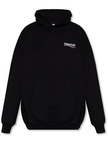 Women's Political Wave Logo Hoodie Black - BALENCIAGA - BALAAN 1