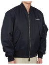 Men's Logo Print Nylon Bomber Jacket Smoke Navy - BURBERRY - BALAAN 7