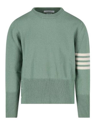 4 Bar Logo Wool Knit Top Green - THOM BROWNE - BALAAN 1