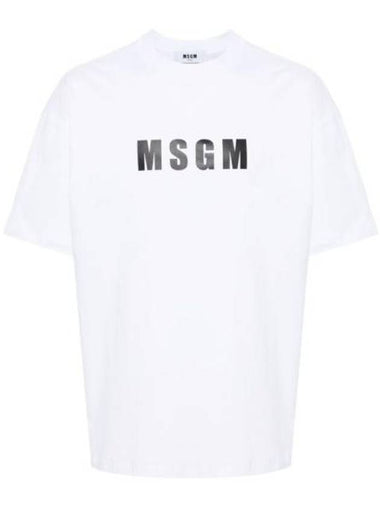 Logo Print Cotton Short Sleeve T-Shirt White - MSGM - BALAAN 1