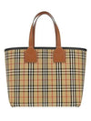 Check Large London Cotton Tote Bag Brown - BURBERRY - BALAAN 3