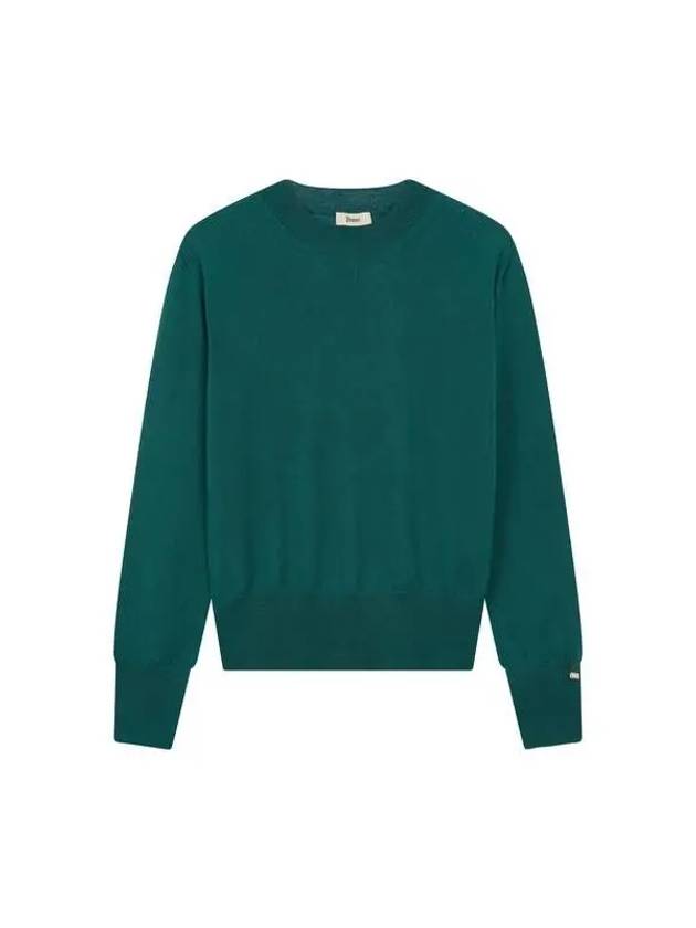 Women s Long Sleeve Crew Neck Wool Knit Dark Green 270349 - HERNO - BALAAN 1