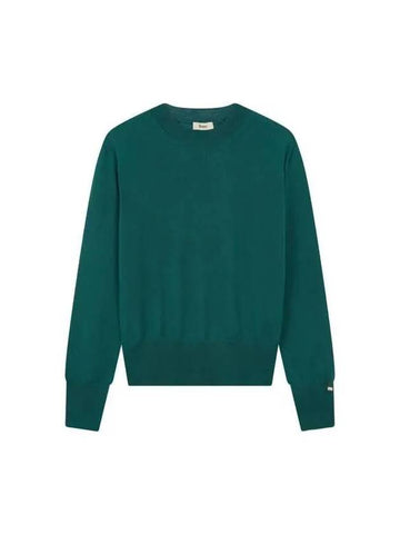 Women s Long Sleeve Crew Neck Wool Knit Dark Green 270349 - HERNO - BALAAN 1