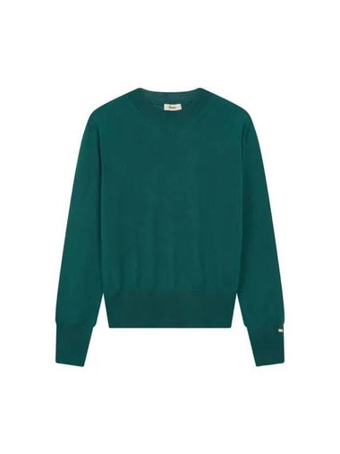 Women s Long Sleeve Crew Neck Wool Knit Dark Green 270349 - HERNO - BALAAN 1