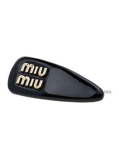 Logo Patent Leather Hair Clip Black - MIU MIU - BALAAN 2