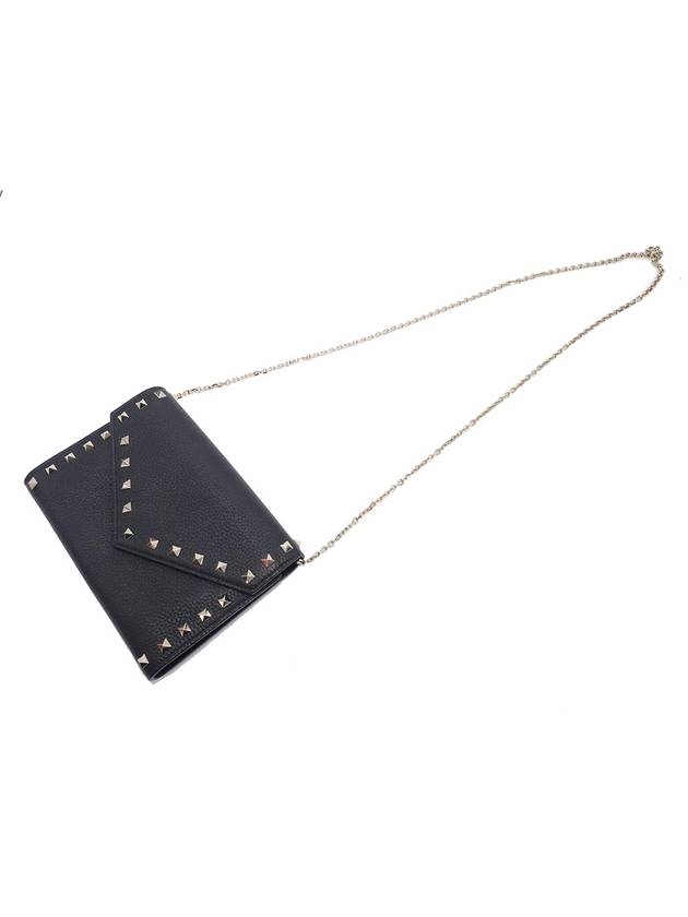 Women s Valentino QW2P0Q48VSH Black Calfskin Rockstud Chain Clutch gt Pouch Gangbuk used luxury goods - VALENTINO - BALAAN 8