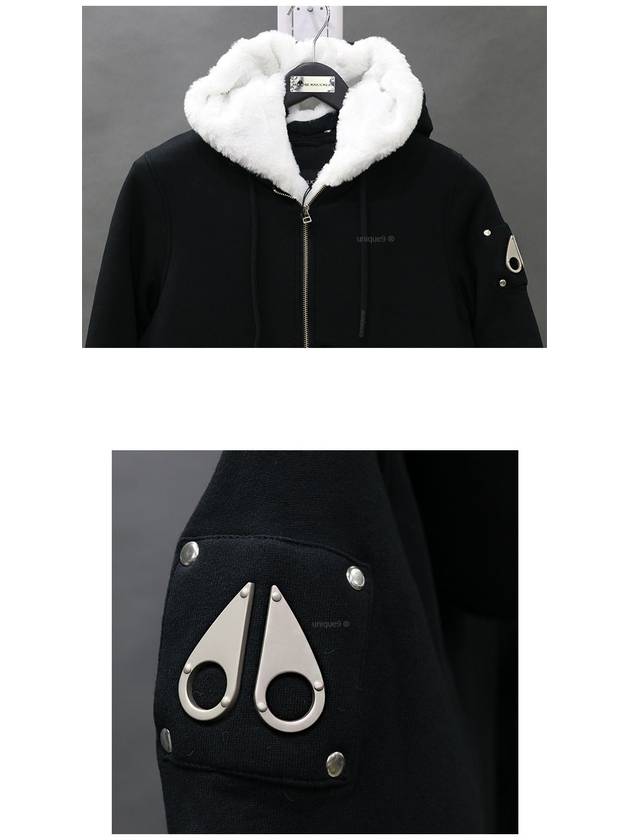 Madison Bunny Logo Gold Hardware Hooded Zip Up Black - MOOSE KNUCKLES - BALAAN 4