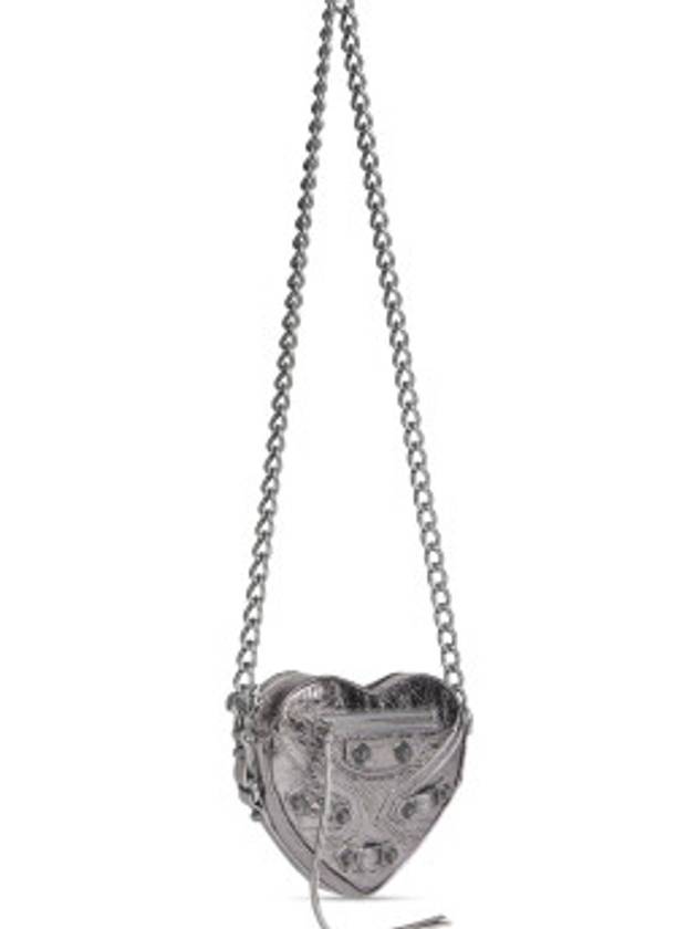 Le Cagole Heart Cross Mini Shoulder Bag Silver - BALENCIAGA - BALAAN 5