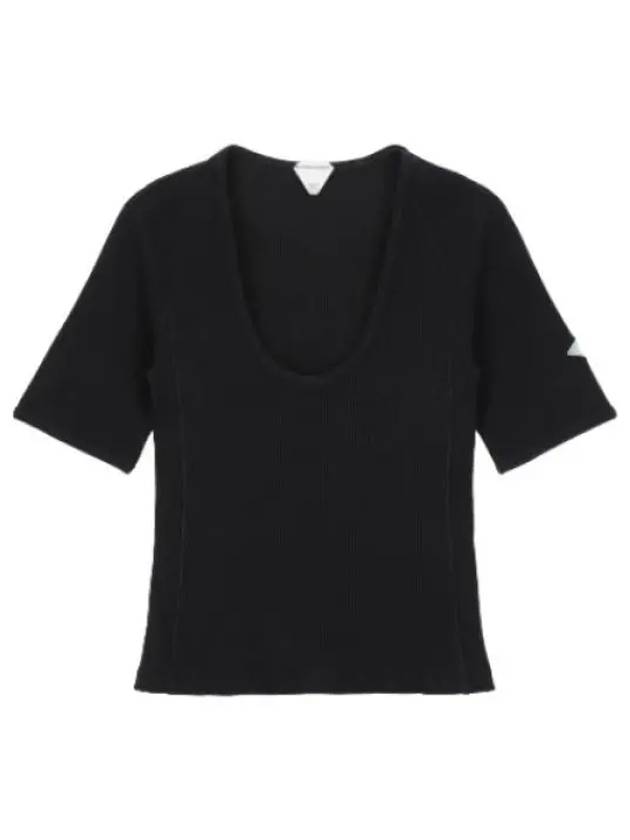 Cotton rib jersey short sleeve t shirt midnight blue - BOTTEGA VENETA - BALAAN 1