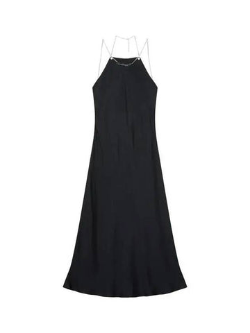 Women s Chain Necklace Satin Dress Black - DIESEL - BALAAN 1