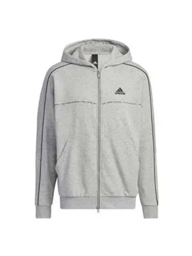 Wording Loose Fit Zip Up Hoodie Grey - ADIDAS - BALAAN 4