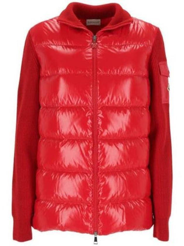 Padded Wool Cardigan Red - MONCLER - BALAAN 1