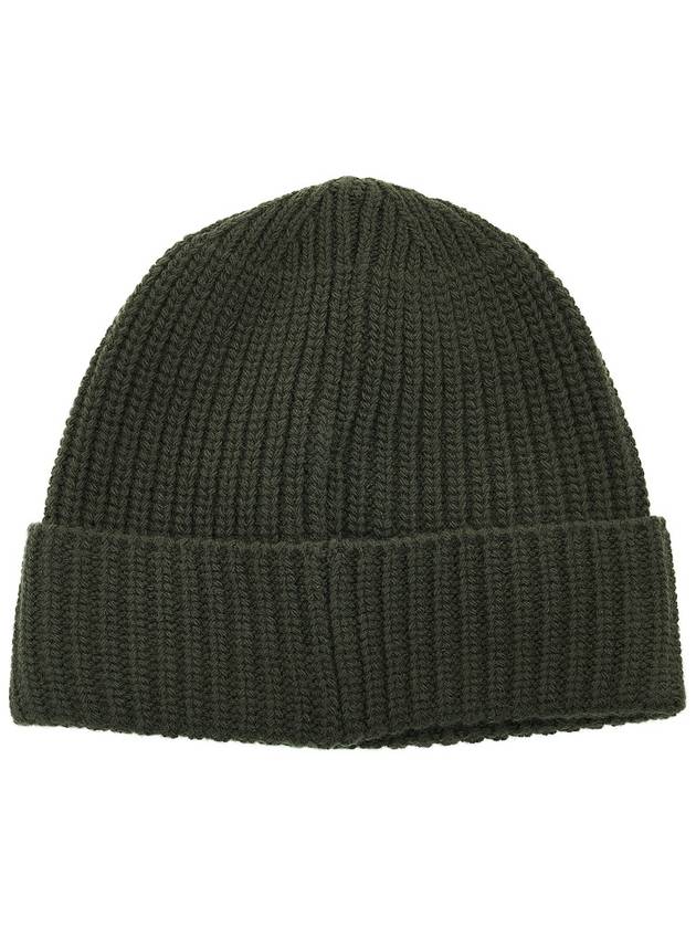 Logo Patch Rib Wool Beanie Green - STONE ISLAND - BALAAN 3