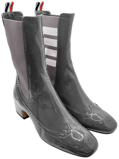 Soft patent leather mid calf 4 bar heel Chelsea boots FFB161A 00216 025 - THOM BROWNE - BALAAN 1