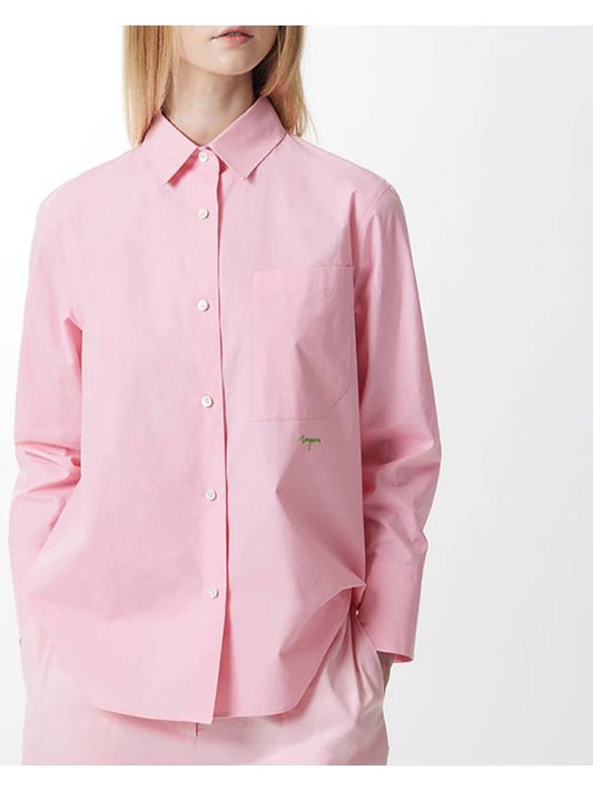 Embroidery point bio cotton signature shirt light pink 022 - VOYONN - BALAAN 2