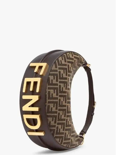 Fendigraphy FF Logo Small Fabric Hobo Shoulder Bag Brown - FENDI - BALAAN 2