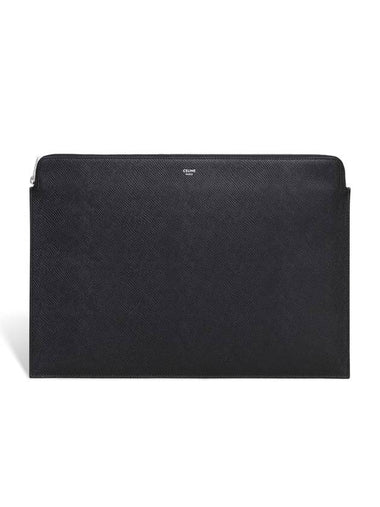 Document Leather Large Clutch Bag Black - CELINE - BALAAN 1