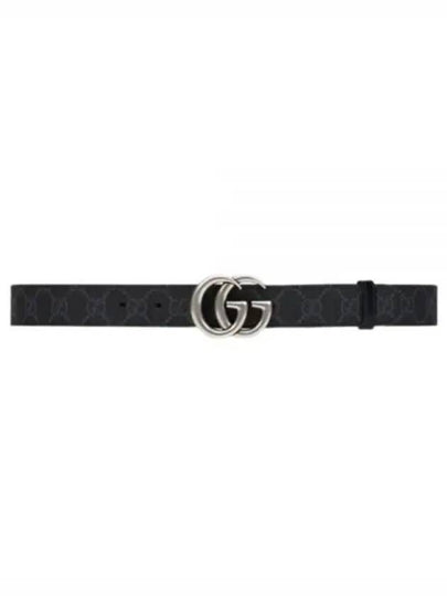 GG Marmont Silver Reversible Thin Belt Black - GUCCI - BALAAN 2