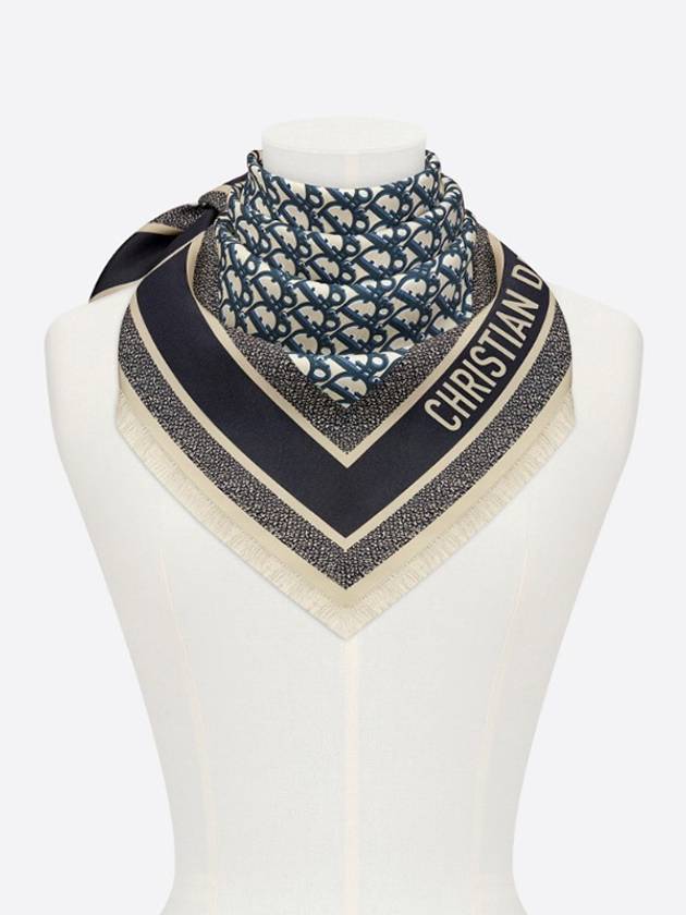 Oblique Square Silk Twill Scarf Navy - DIOR - BALAAN 5