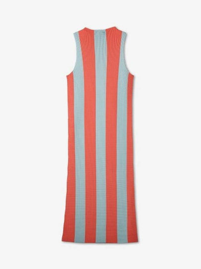 Textured Stripe Border Short Dress Red Pale Blue - SUNNEI - BALAAN 2