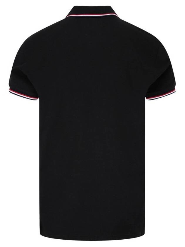 Stripe Trimming Logo Short Sleeve Polo Shirt Black - MONCLER - BALAAN 5