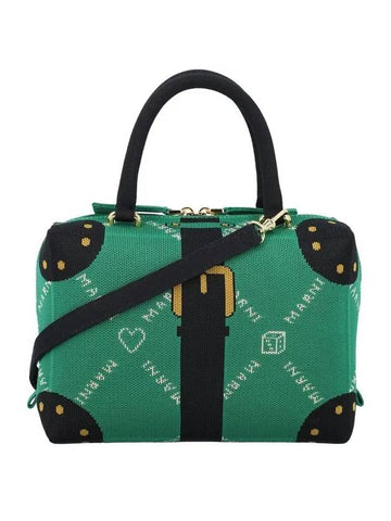 Jacquard Fabric Tote Bag Green - MARNI - BALAAN 1