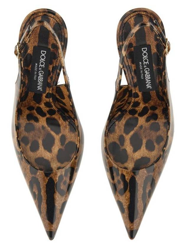 Leopard Print Polished Calfskin Slingback Heel Brown - DOLCE&GABBANA - BALAAN 3