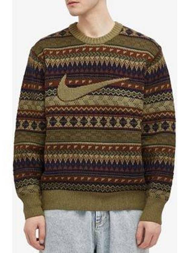 Life Fair Isle Swoosh Knit Top Neutral Olive - NIKE - BALAAN 2