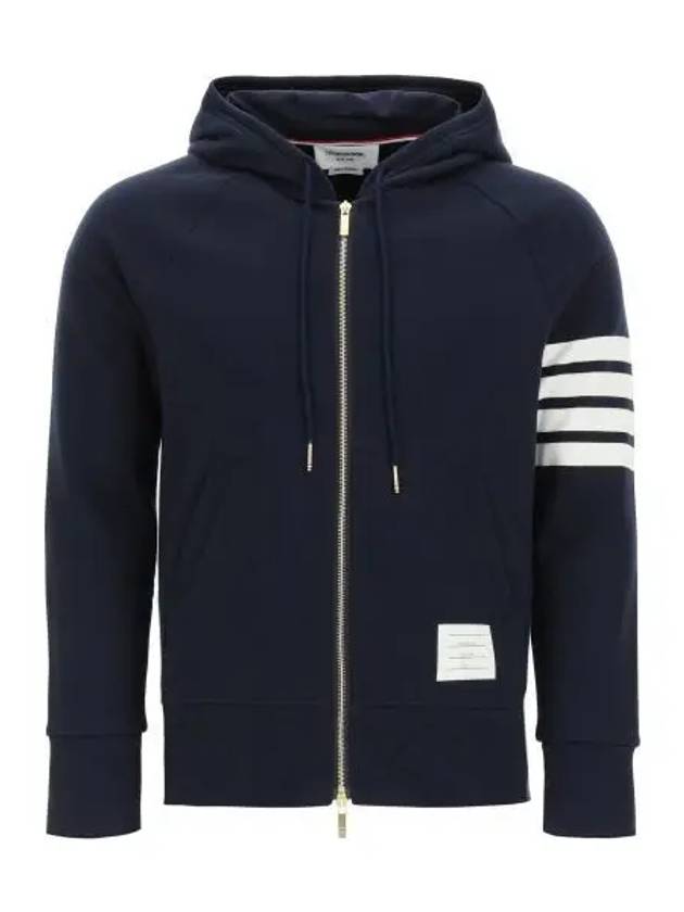 Engineered 4 Bar Diagonal Zip Up Hoodie Navy - THOM BROWNE - BALAAN 2