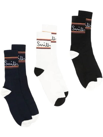 Intarsia Knit Logo Socks 3 Pack Set - PAUL SMITH - BALAAN 1