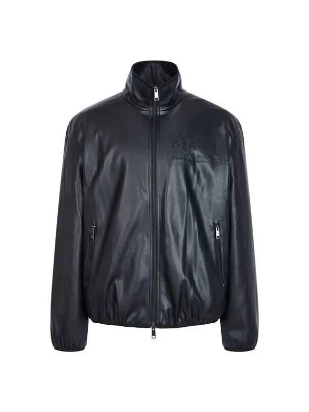 Men s Embossed Logo Fake Leather Jacket Black 271784 - ARMANI EXCHANGE - BALAAN 1