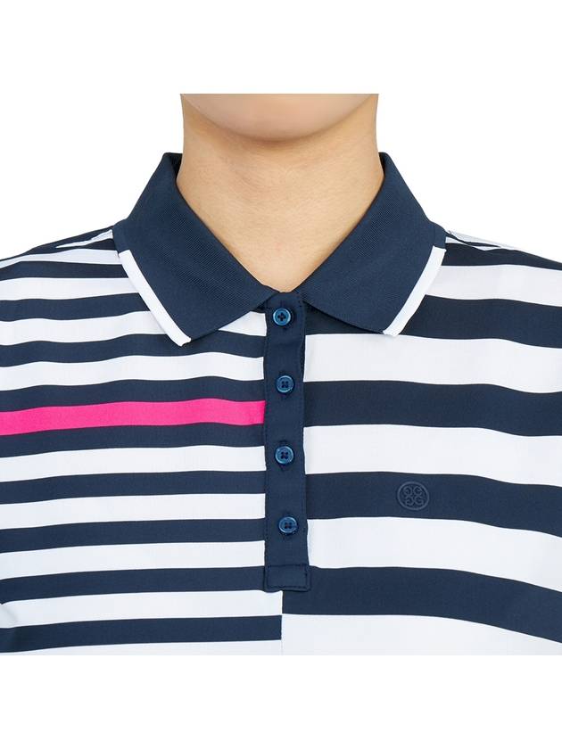 Women's Bold Stripe Golf PK Shirt White Navy - G/FORE - BALAAN 7