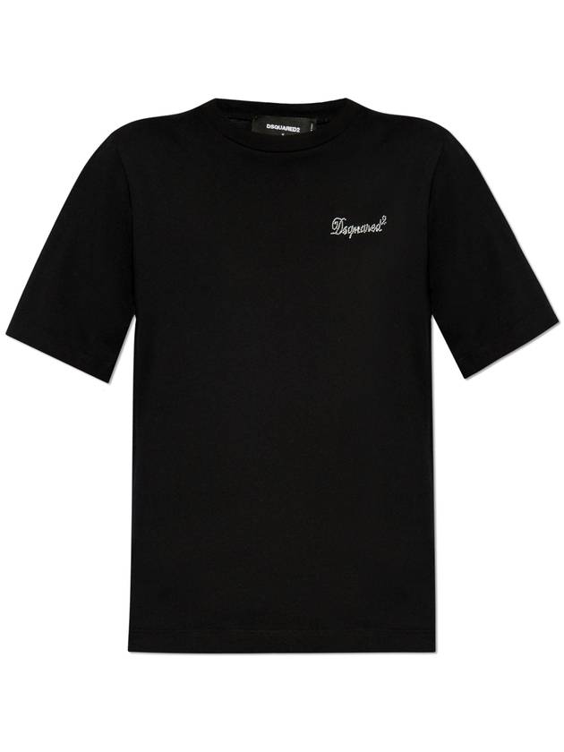 Dsquared2 T-shirt With Shimmering Crystals, Women's, Black - DSQUARED2 - BALAAN 1