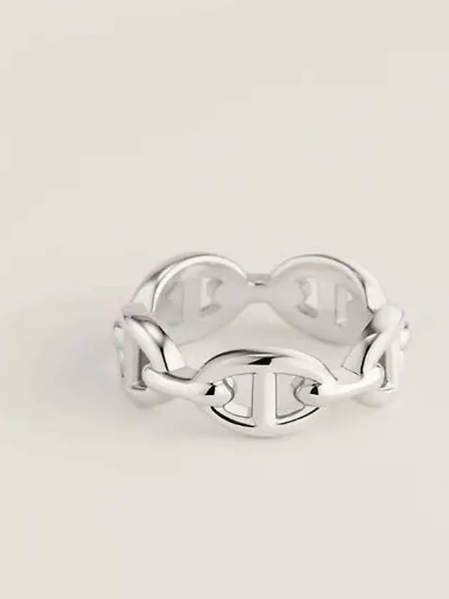 Small Chaine D'Ancre Enchainee Ring Silver - HERMES - BALAAN 2